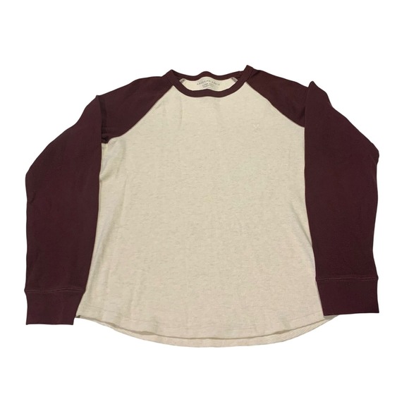 American Eagle Outfitters Other - American Eagle Mens Super Soft Waffle Knit Thermal Raglan Shirt Burgundy Cream M